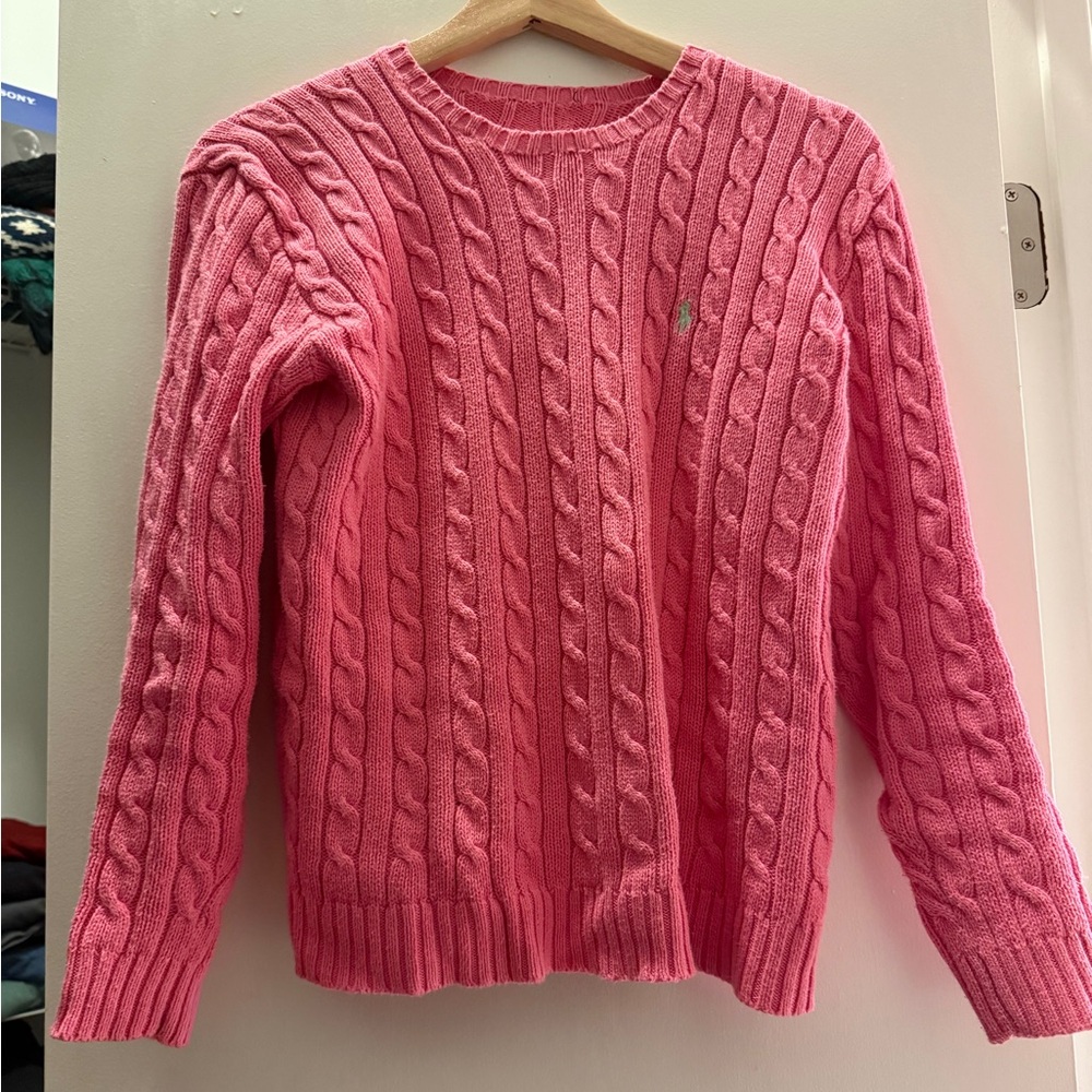 Vintage Polo Ralph Lauren Cotton Cable Knit Sweater in Pink